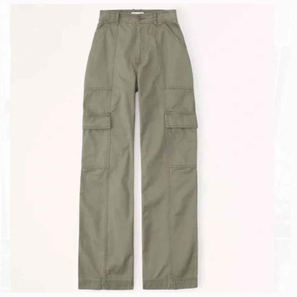 Abercrombie High Rise Cargo Pants Olive Green Khaki 25/0